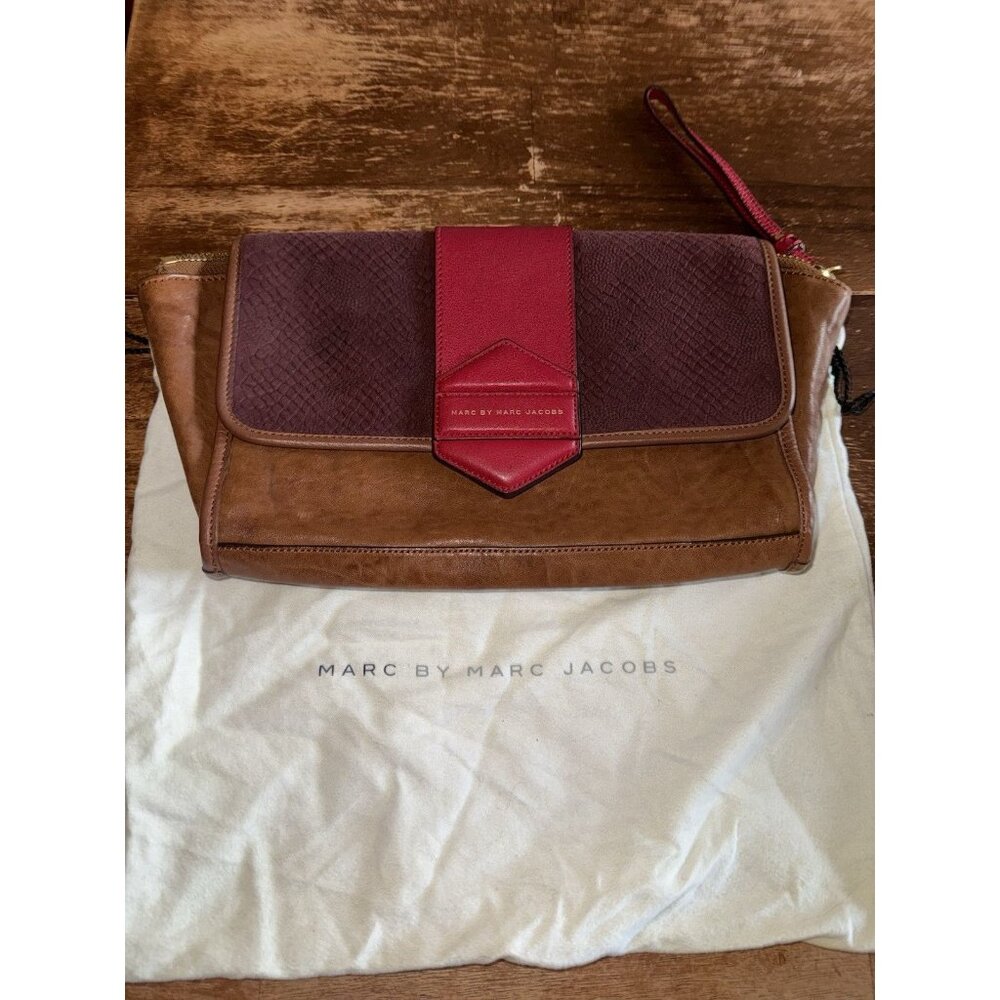 marc by marc jacobs color block brown red leather… - image 1
